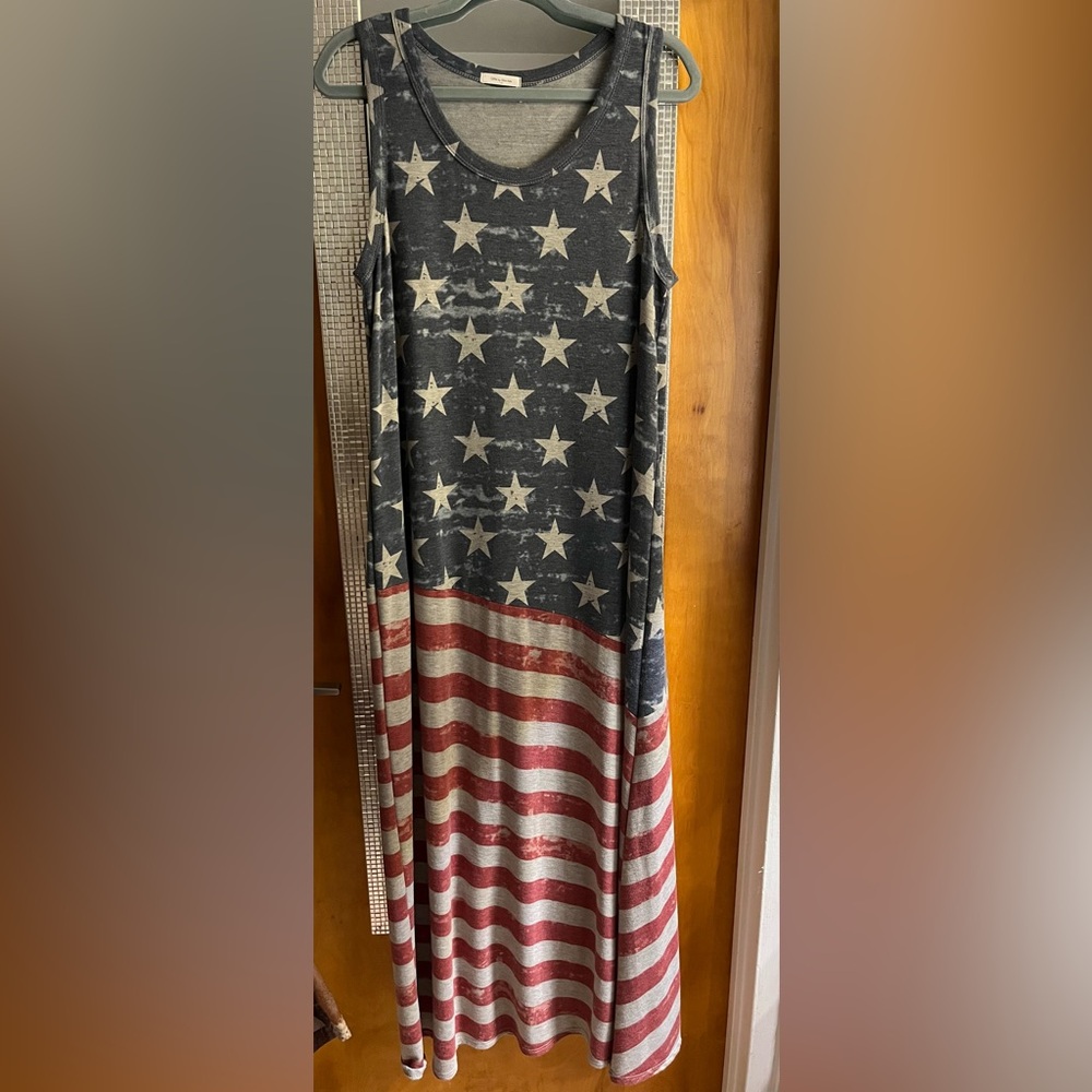 12PM by Mon Ami American Flag Maxi Dress